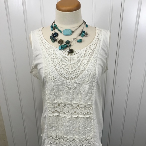 Charter Club Tops - Charter club hippie boho sleeveless crochet shirt